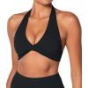 imageSunzel Womens Halter Neck Sports Bra Twist Front Yoga Crop Top with Removable Pads Open Back V Neck Bra for Gym WorkoutBlack