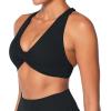 imageSunzel Womens Sports Bra Criss Cross Back Yoga Crop Top with Removable Pads Double Lined V Neck Wirefree Padded Workout BraBlack