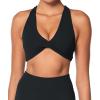 imageSunzel Womens Sports Bra Criss Cross Back Yoga Crop Top with Removable Pads Double Lined V Neck Wirefree Padded Workout BraBlack