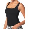 imageSunzel Womens Square Neck Tank Top Sleeveless Double Lined Buttery Soft Stretchy Basic Top for Yoga Casual or LayeringBlack