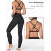 imageSunzel Womens Strappy Sports Bra with Removable Pads V Neck Twist Front Cross Strap Padded Yoga Bra for Workout Gym RunningBlack
