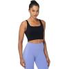 imageSunzfly Women Longline Sports Bra Buttery Soft Built in Bra Square Neck Crop Tank Tops for Yoga Pilates Workout GymBlack