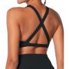 imageSunzel Womens Sports Bra Criss Cross Back Yoga Crop Top with Removable Pads Double Lined V Neck Wirefree Padded Workout BraBlack