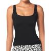 imageSunzel Womens Square Neck Tank Top Sleeveless Double Lined Buttery Soft Stretchy Basic Top for Yoga Casual or LayeringBlack