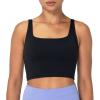 imageSunzfly Women Longline Sports Bra Buttery Soft Built in Bra Square Neck Crop Tank Tops for Yoga Pilates Workout GymBlack