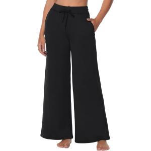 imageSunzel Sweatpants for Women with Pockets Straight Leg High Waisted Yoga Pants with Stretchy Drawstring LoungeampampCasual WearBlack