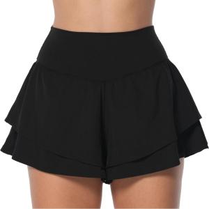 imageSunzel Tennis Shorts for Women Flowy Athletic Biker Short with Pockets Tummy Control High Waist Skorts for WorkoutBlack
