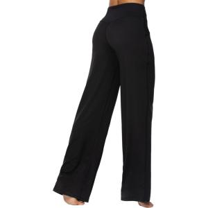 imageSunzel Wide Leg Pants Women High Waist Yoga Pants with Pockets Stretch Loose Comfy Casual Lounge SweatpantsBlack