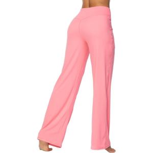 imageSunzel Wide Leg Pants Women High Waist Yoga Pants with Pockets Stretch Loose Comfy Casual Lounge SweatpantsBubblegum Pink