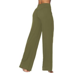 imageSunzel Wide Leg Pants Women High Waist Yoga Pants with Pockets Stretch Loose Comfy Casual Lounge SweatpantsMartini Olive