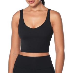 imageSunzel Womens Crop Tank Sports Bra VNeck Longline Wirefree Padded Workout Yoga Top with Medium SupportBlack