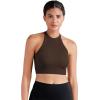 imageSunzel Ribbed Tank Tops for Women Halter High Neck Seamless Cute Crop Top Basics Sleeveless Workout Athletic Yoga ShirtsBeigecoffee Brown Crop 2 Pack