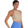 imageSunzel Ribbed Tank Tops for Women Halter High Neck Seamless Cute Crop Top Basics Sleeveless Workout Athletic Yoga ShirtsBeigecoffee Brown Crop 2 Pack