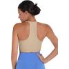 imageSunzel Ribbed Tank Tops for Women Halter High Neck Seamless Cute Crop Top Basics Sleeveless Workout Athletic Yoga ShirtsBeigecoffee Brown Crop 2 Pack