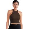 imageSunzel Ribbed Tank Tops for Women Halter High Neck Seamless Cute Crop Top Basics Sleeveless Workout Athletic Yoga ShirtsBeigecoffee Brown Waist Length 2 Pack