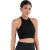 imageSunzel Ribbed Tank Tops for Women Halter High Neck Seamless Cute Crop Top Basics Sleeveless Workout Athletic Yoga ShirtsBlackbeige Crop 2 Pack