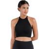 imageSunzel Ribbed Tank Tops for Women Halter High Neck Seamless Cute Crop Top Basics Sleeveless Workout Athletic Yoga ShirtsBlackbeige Crop 2 Pack
