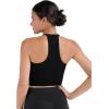 imageSunzel Ribbed Tank Tops for Women Halter High Neck Seamless Cute Crop Top Basics Sleeveless Workout Athletic Yoga ShirtsBlackbeige Waist Length 2 Pack