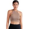 imageSunzel Ribbed Tank Tops for Women Halter High Neck Seamless Cute Crop Top Basics Sleeveless Workout Athletic Yoga ShirtsBlackmocha Brown Crop 2 Pack
