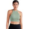 imageSunzel Ribbed Tank Tops for Women Halter High Neck Seamless Cute Crop Top Basics Sleeveless Workout Athletic Yoga ShirtsBlackolive Green Crop 2 Pack