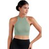 imageSunzel Ribbed Tank Tops for Women Halter High Neck Seamless Cute Crop Top Basics Sleeveless Workout Athletic Yoga ShirtsBlackolive Green Crop 2 Pack