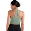 imageSunzel Ribbed Tank Tops for Women Halter High Neck Seamless Cute Crop Top Basics Sleeveless Workout Athletic Yoga ShirtsBlackolive Green Waist Length 2 Pack