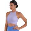 imageSunzel Ribbed Tank Tops for Women Halter High Neck Seamless Cute Crop Top Basics Sleeveless Workout Athletic Yoga ShirtsClassic Bluelilac Crop 2 Pack