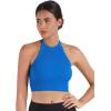 imageSunzel Ribbed Tank Tops for Women Halter High Neck Seamless Cute Crop Top Basics Sleeveless Workout Athletic Yoga ShirtsClassic Bluelilac Crop 2 Pack