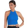 imageSunzel Ribbed Tank Tops for Women Halter High Neck Seamless Cute Crop Top Basics Sleeveless Workout Athletic Yoga ShirtsClassic Bluelilac Waist Length 2 Pack