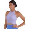 imageSunzel Ribbed Tank Tops for Women Halter High Neck Seamless Cute Crop Top Basics Sleeveless Workout Athletic Yoga ShirtsClassic Bluelilac Waist Length 2 Pack