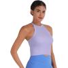 imageSunzel Ribbed Tank Tops for Women Halter High Neck Seamless Cute Crop Top Basics Sleeveless Workout Athletic Yoga ShirtsClassic Bluelilac Waist Length 2 Pack