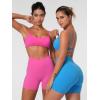 imageSunzel Seamless Super Sculpt Open Back Sports Bra with Padding Low Impact Spaghetti Adjustable Straps Workout Gym BraHot Pink