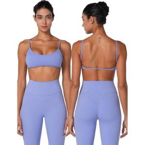 imageSunzel Seamless Super Sculpt Open Back Sports Bra with Padding Low Impact Spaghetti Adjustable Straps Workout Gym BraPeriwinkle