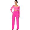 imageSunzel Yoga Pants for Women Straight Wide Leg High Waisted Lounge PantsHot Pink