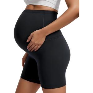 imageSunzel Maternity Biker Shorts Over The Belly 5 Pregnancy High Waisted Workout Running Athletic Gym Yoga ShortsBlack