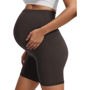 imageSunzel Maternity Biker Shorts Over The Belly 5 Pregnancy High Waisted Workout Running Athletic Gym Yoga ShortsSeal Brown