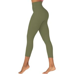 imageSunzel Sunzfly Capri Leggings for Women High Waisted Yoga Pants with Tummy Control for Workout Running GymOlive Green