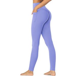 imageSunzfly Invisible Butt Scrunch Workout Leggings with Pockets for Women No Front Seam Gym Yoga Pants with Tummy Control 28quot Inseam Periwinkle Medium