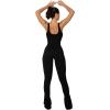 imageSunzel Womens Sleeveless Bodysuits Seamless Ribbed Jumpsuit with Butt Scrunch Flare Leggings Builtin Pad and Square Neck