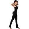 imageSunzel Womens Sleeveless Bodysuits Seamless Ribbed Jumpsuit with Butt Scrunch Flare Leggings Builtin Pad and Square Neck