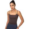 imageSunzel Spaghetti Strap Tank Top for Women Double Lined Camisole Square Neck Cami Top Summer Undershirts Going Out BasicsSeal Brown