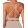 imageSunzel Sports Bra for Women CrissCross Open Back Adjustable Strappy Bras Workout Gym Padded Yoga Bra with Removable PadsBeige