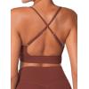 imageSunzel Sports Bra for Women CrissCross Open Back Adjustable Strappy Bras Workout Gym Padded Yoga Bra with Removable PadsWine Red