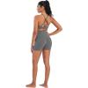 imageSunzel V Neck Strappy Sports Bras for Women Criss Cross Back Halter Yoga Bra Removable Cups Padded Workout Running Gym TopsCharcoal Gray