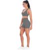 imageSunzel V Neck Strappy Sports Bras for Women Criss Cross Back Halter Yoga Bra Removable Cups Padded Workout Running Gym TopsCharcoal Gray