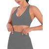 imageSunzel V Neck Strappy Sports Bras for Women Criss Cross Back Halter Yoga Bra Removable Cups Padded Workout Running Gym TopsCharcoal Gray