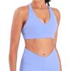 imageSunzel V Neck Strappy Sports Bras for Women Criss Cross Back Halter Yoga Bra Removable Cups Padded Workout Running Gym TopsPeriwinkle