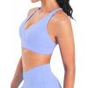 imageSunzel V Neck Strappy Sports Bras for Women Criss Cross Back Halter Yoga Bra Removable Cups Padded Workout Running Gym TopsPeriwinkle