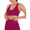 imageSunzel V Neck Strappy Sports Bras for Women Criss Cross Back Halter Yoga Bra Removable Cups Padded Workout Running Gym TopsSangria
