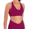 imageSunzel V Neck Strappy Sports Bras for Women Criss Cross Back Halter Yoga Bra Removable Cups Padded Workout Running Gym TopsSangria